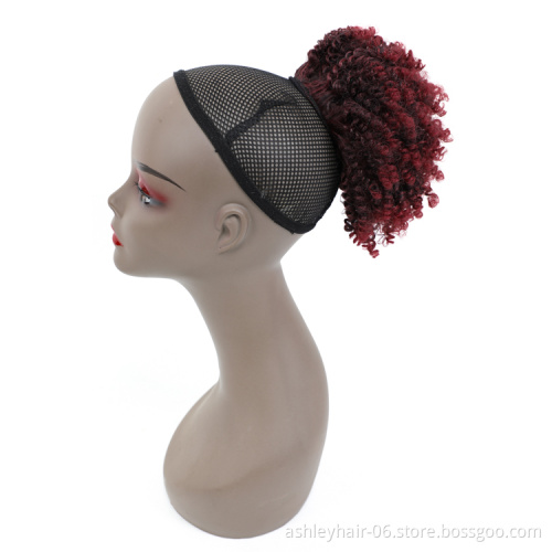 Bouncy Deep Jerry Water Draw Spring Curl Afro Synthetic Pony Tail For Kids